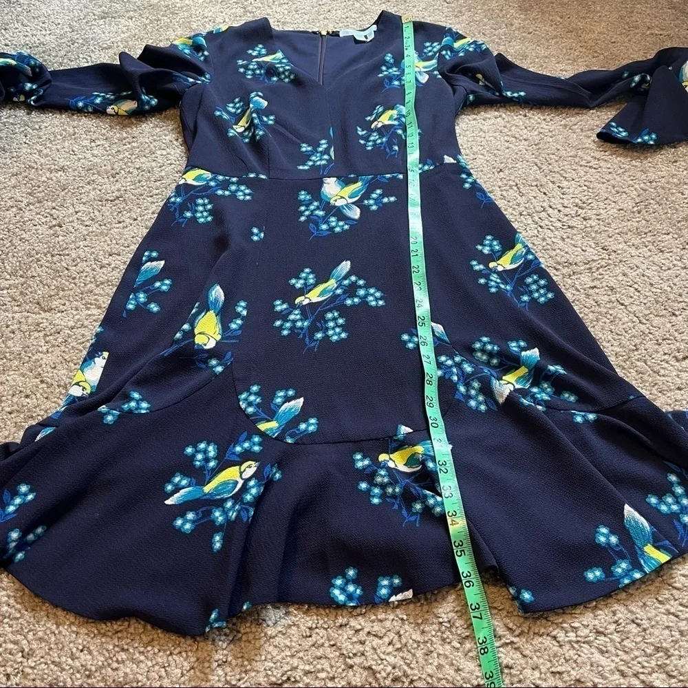 Draper James magnolia mockingbird blue‎ flare bell sleeve v neck dress